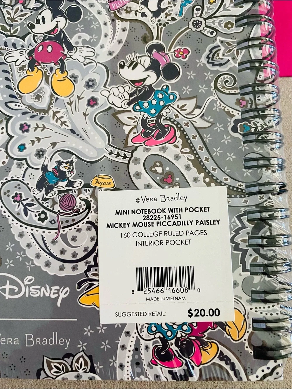 Vera Bradley Small Spiral Notebook NWT Mickey Mouse Piccadilly Paisley